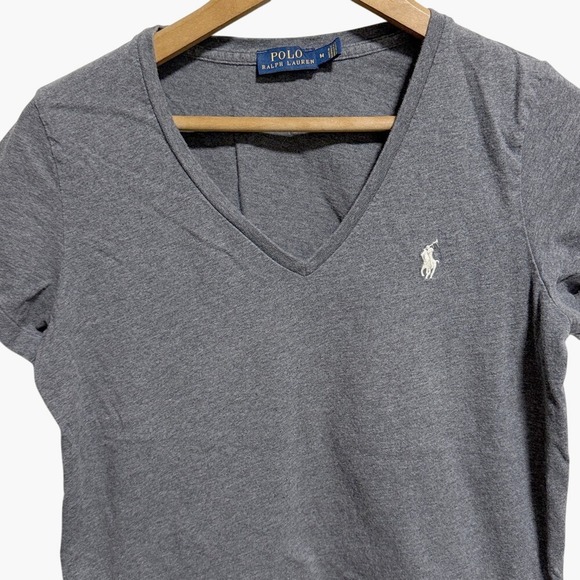 Polo Ralph Lauren gray v-neck t-shirt women's medium - Picture 1 of 8